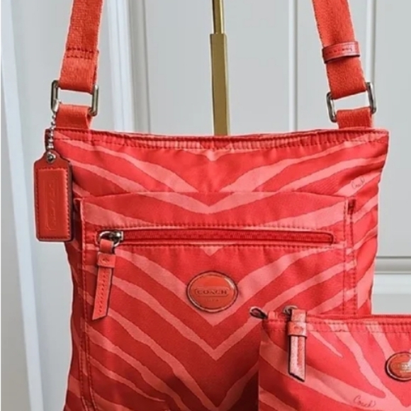 Coach Handbags - COACH VINTAGE NYLON ZEBRA CROSSBODY BAG